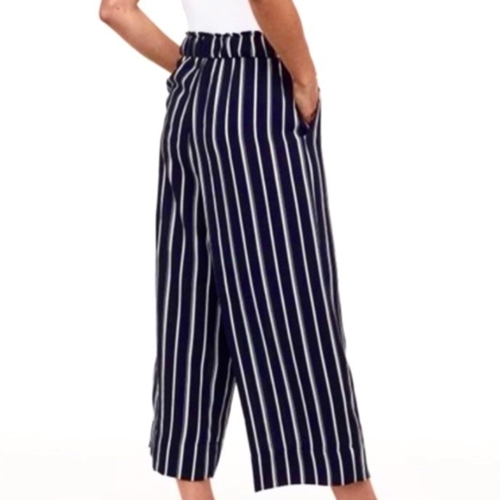 Blue and White Striped cropped pants